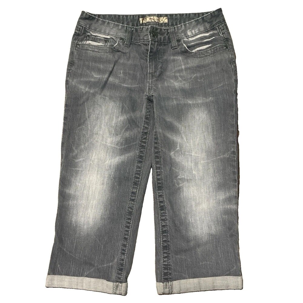 BKE Capri Pants Women’s 29 Starlite Cropped Jeans Gray Mid Rise Stretch Denim